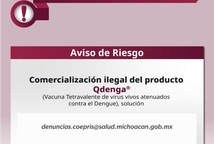Alerta Cofepris por venta ilegal de la vacuna Qdenga®️ contra el dengue en México