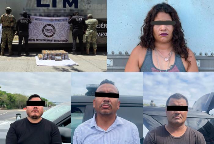 Aseguran 60 kilos de cocaína ocultos en un tractocamión en Colima