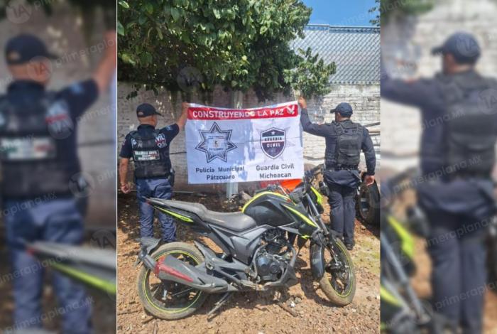 Aseguran motocicleta abandonada en calles de Pátzcuaro