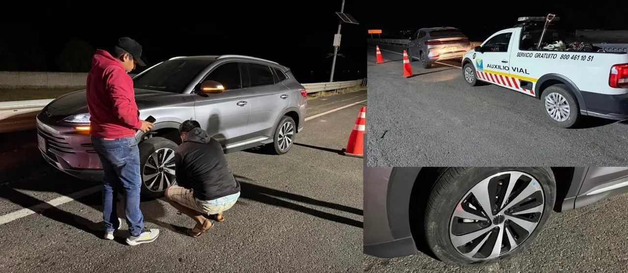 Automovilistas quedan varados por ponchaduras en la autopista México – Guadalajara a la altura del km 124 + 800; concesionaria, sin capacidad de atender a usuarios