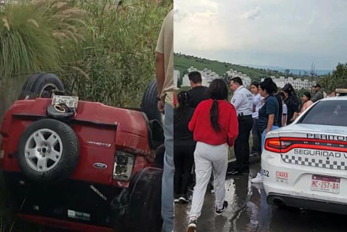 Camioneta cae a canal pluvial en Villas de Oriente, en Morelia; el ocupante resulta herido