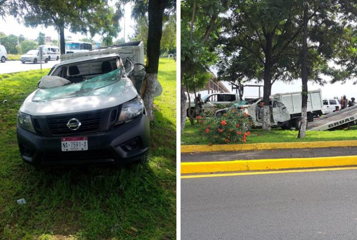 Camioneta choca contra árbol en el Libramiento Norte de Morelia; hay un herido