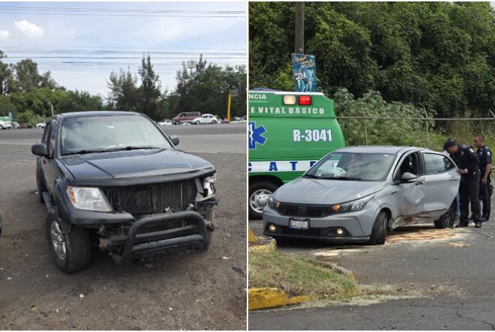 Camioneta choca contra un auto y lo proyecta contra un semáforo, en Zamora