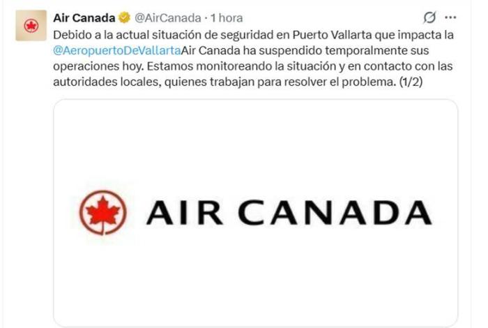 Canadá solicita a sus ciudadanos en Jalisco que eviten salir a las calles; cancela vuelos a Puerto Vallarta
