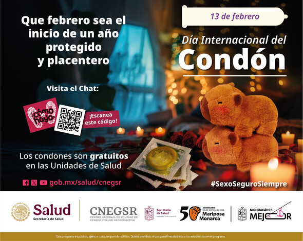  Celebra el amor y la amistad con protección, usa condón: SSM