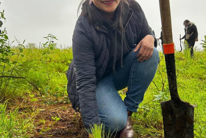 Celeste Ascencio participa en jornada de reforestación en la comunidad de Nurio