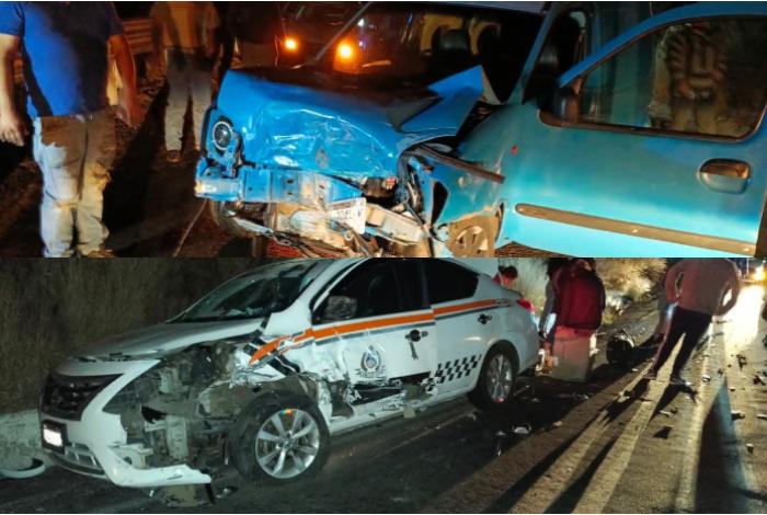 Choque de auto particular y un taxi sobre la Morelia-Quiroga deja al menos 6 lesionados