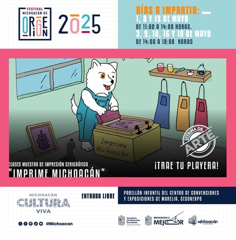 Clases de serigrafía para toda la familia en el Festival Michoacán de Origen