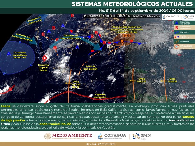  #Clima | Conoce el Pronóstico Meteorológico General de este sábado 14 de septiembre