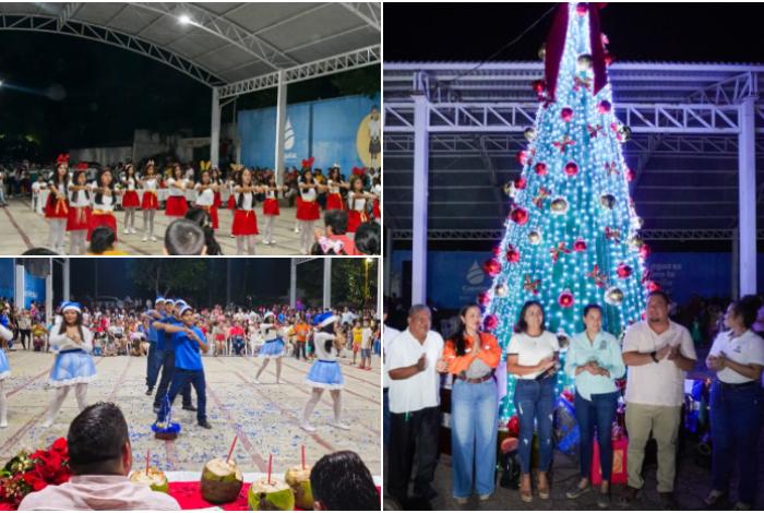 Con encendido del tradicional pino, inician festividades navideñas en La Mira