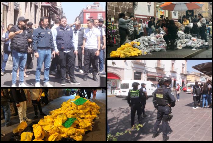 Con inspectores en cada esquina, vigilan zona donde se quieren instalar ambulantes de Shein y Mercado Libre en Morelia