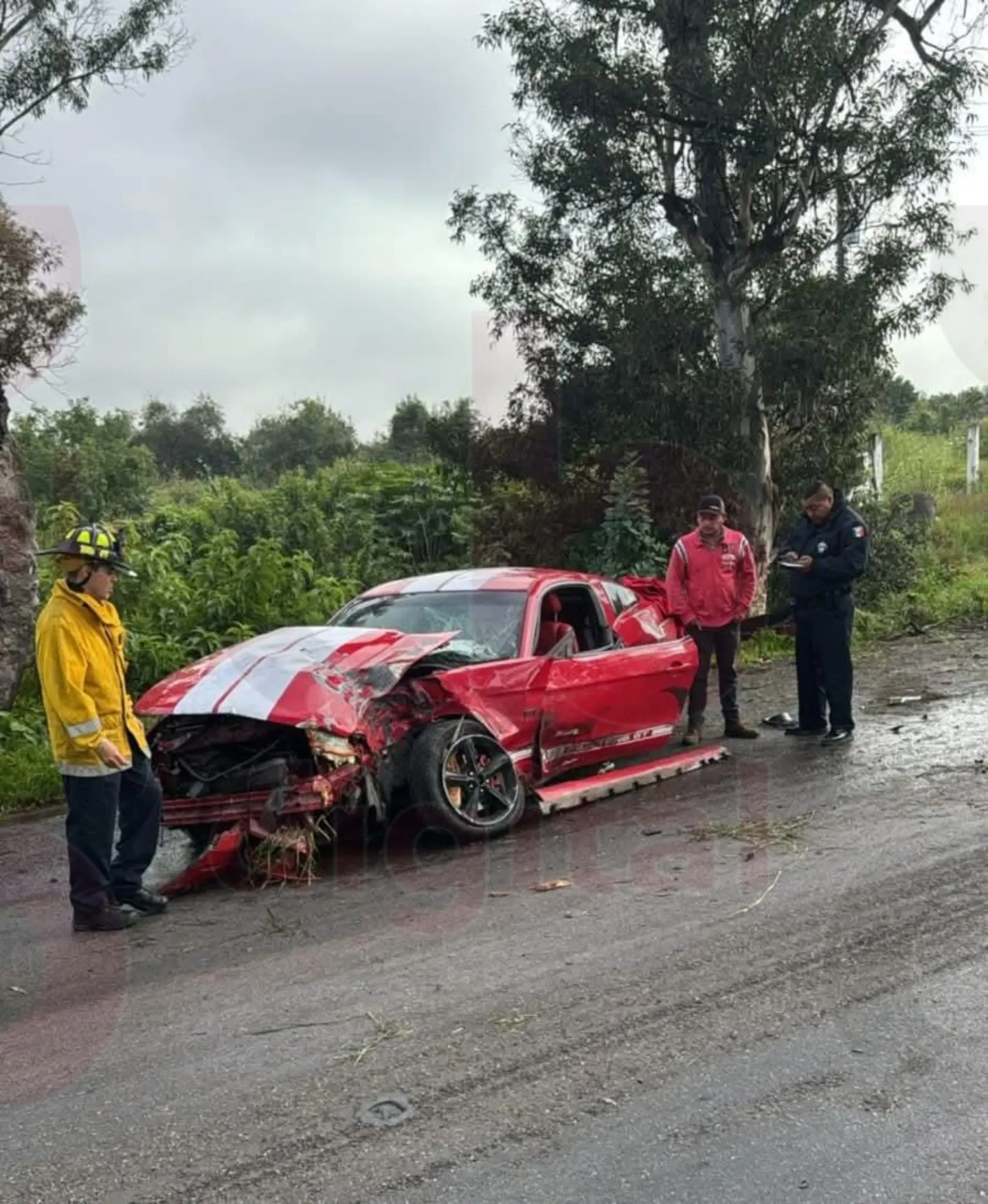 Conductor de lujoso Mustang perdió el control y su vehículo