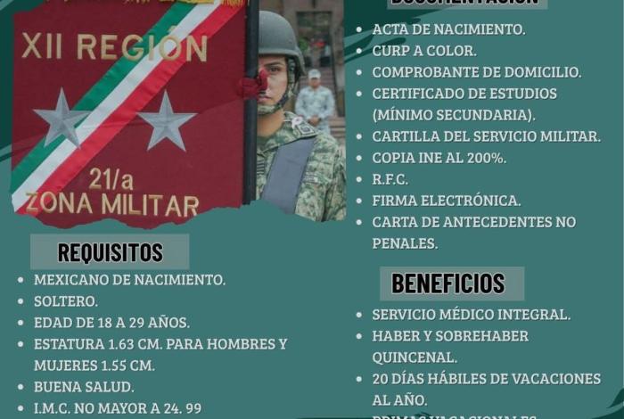 Continúa abierta la convocatoria para ingresar al Ejército Mexicano.