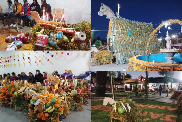 Cuanajo se alista para su Noche de Ánimas con caballitos de madera, chayotes, velas, mísperos...