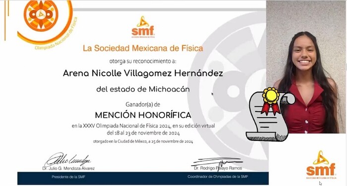  Dan mención honorífica en Olimpiada Nacional de Física a alumna del Cecytem