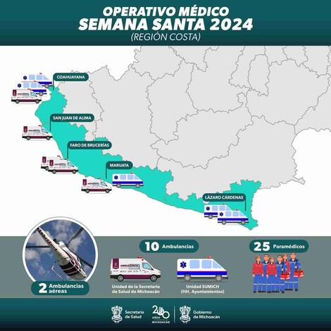  Desplegará SSM ambulancias terrestres y aéreas a la Costa Michoacana