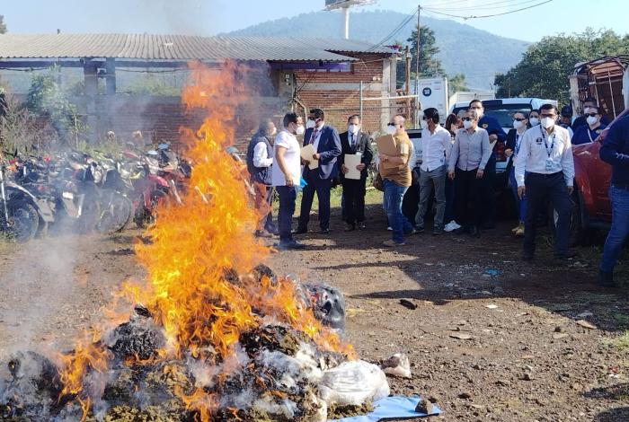 Destruyen narcótico asegurado en Uruapan