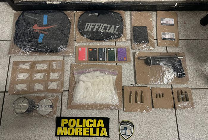 Detienen a sujeto con arma de fuego y dosis de cristal en el Mercado de Abastos de Morelia