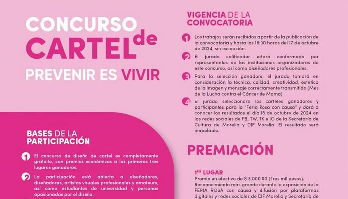  DIF Morelia y Secretaría de Cultura invitan al concurso de cartel ‘Prevenir es vivir’