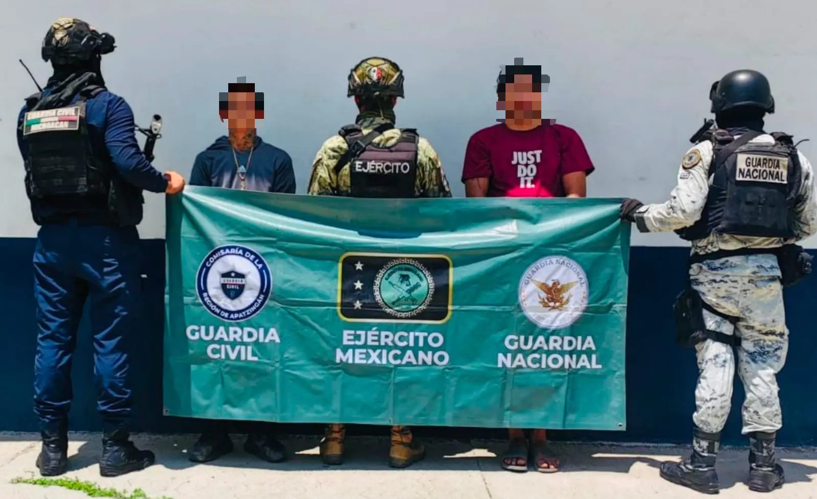 Dos detenidos en posesión de lonas con mensajes que hacen apología del delito: SSP