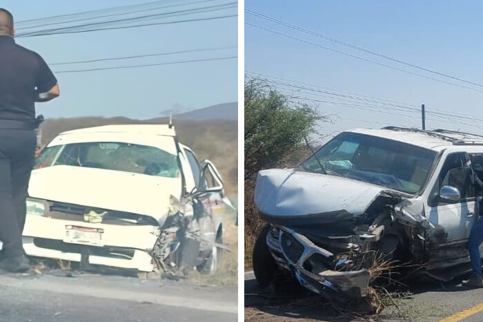Dos mujeres heridas en choque de taxi y camioneta en Las Majadas, municipio de Ecuandureo
