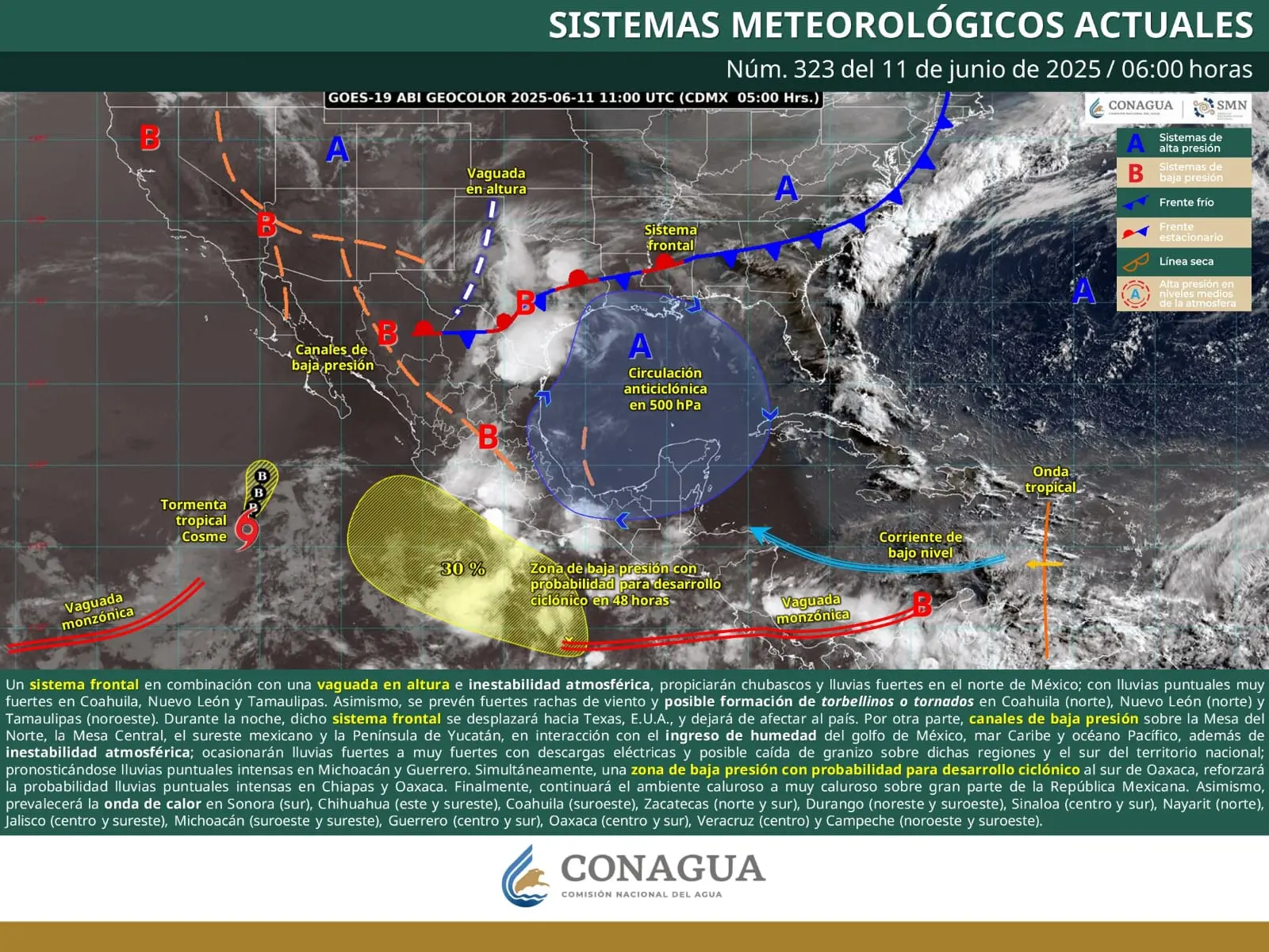 Durante este miércoles se pronostican lluvias fuertes en Michoacán