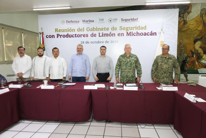 El gabinete de Seguridad, encabezado por García Harfuch, se reúne con autoridades estatales y productores de limón en Michoacán