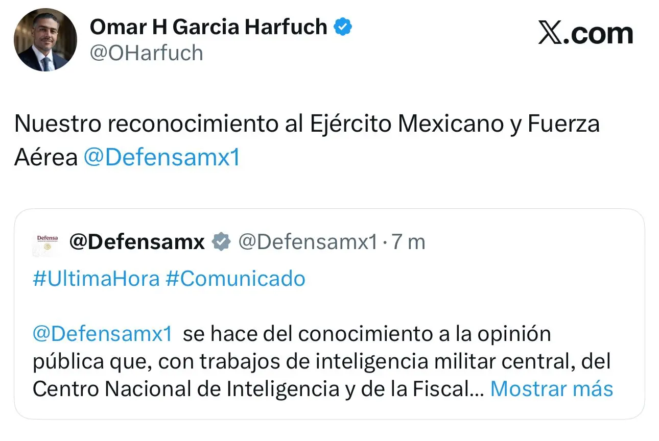 “El Mencho” y seis gatilleros abatidos en operativo militar en Jalisco