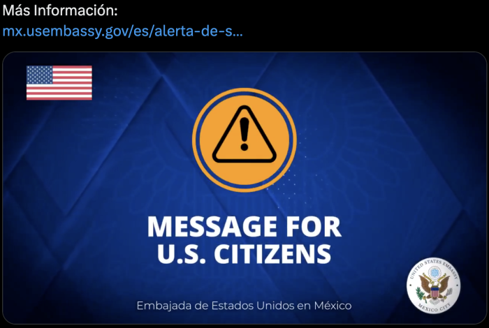Emite EU alerta urgente de seguridad: Jalisco, Tamaulipas, Michoacán, Guerrero y NL, de riesgo