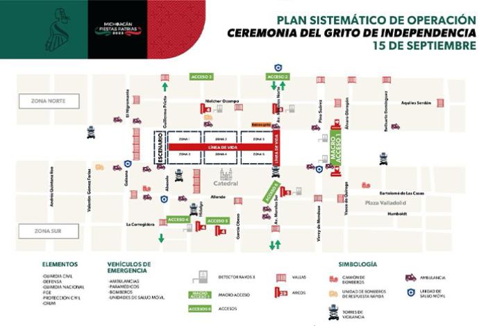 Estos serán los accesos y cierres viales para las fiestas patrias en el centro de Morelia