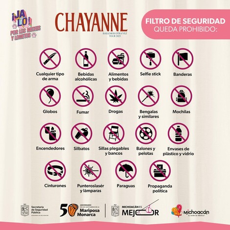 Estos son los objetos que no podrás ingresar al concierto de Chayanne