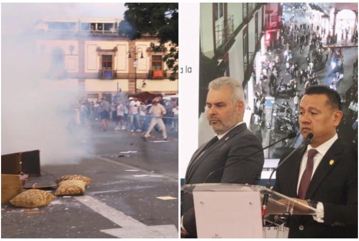 FGE investiga si hubo robo de documentos tras disturbios en Palacio de Gobierno durante manifestación en Morelia