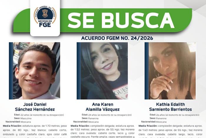 FGE ofrece recompensa de 100 mil pesos para encontrar a jóvenes desaparecidos en 2021
