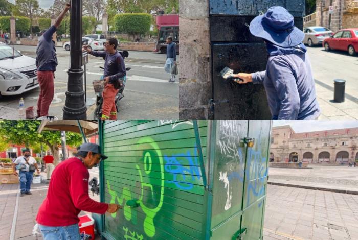 Gerencia del Centro Histórico de Morelia realiza acciones de mejoramiento en plazas públicas