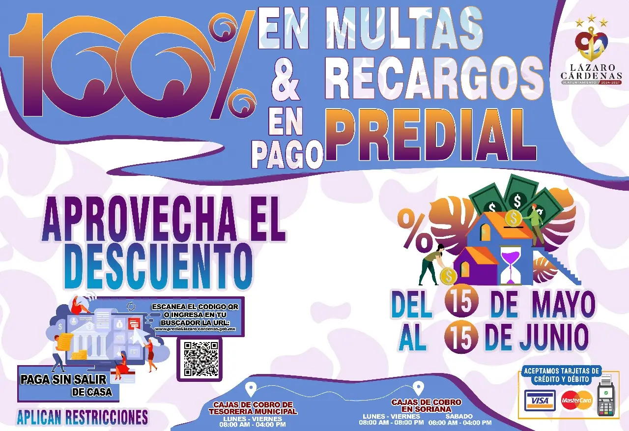 Gobierno Municipal Ofrece Descuento del 100% en Multas y Recargos en el Pago del Predial