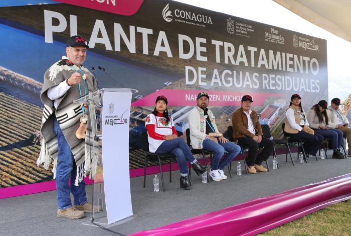 Inaugura Bedolla planta de tratamiento en autogobierno de Sevina; saneará el 100% del agua