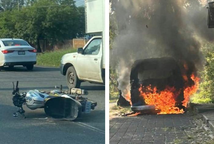 Incendio de vehículo y accidente de moto se registran en distintos puntos de Morelia