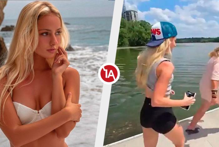 Influencer paga a mujer en situación de calle para tirarse a un lago