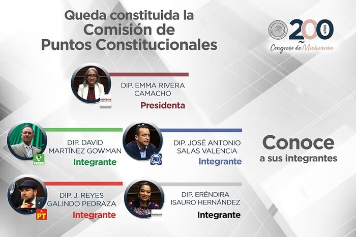 Integran diputados la Comisión de Puntos Constitucionales de la 76 Legislatura