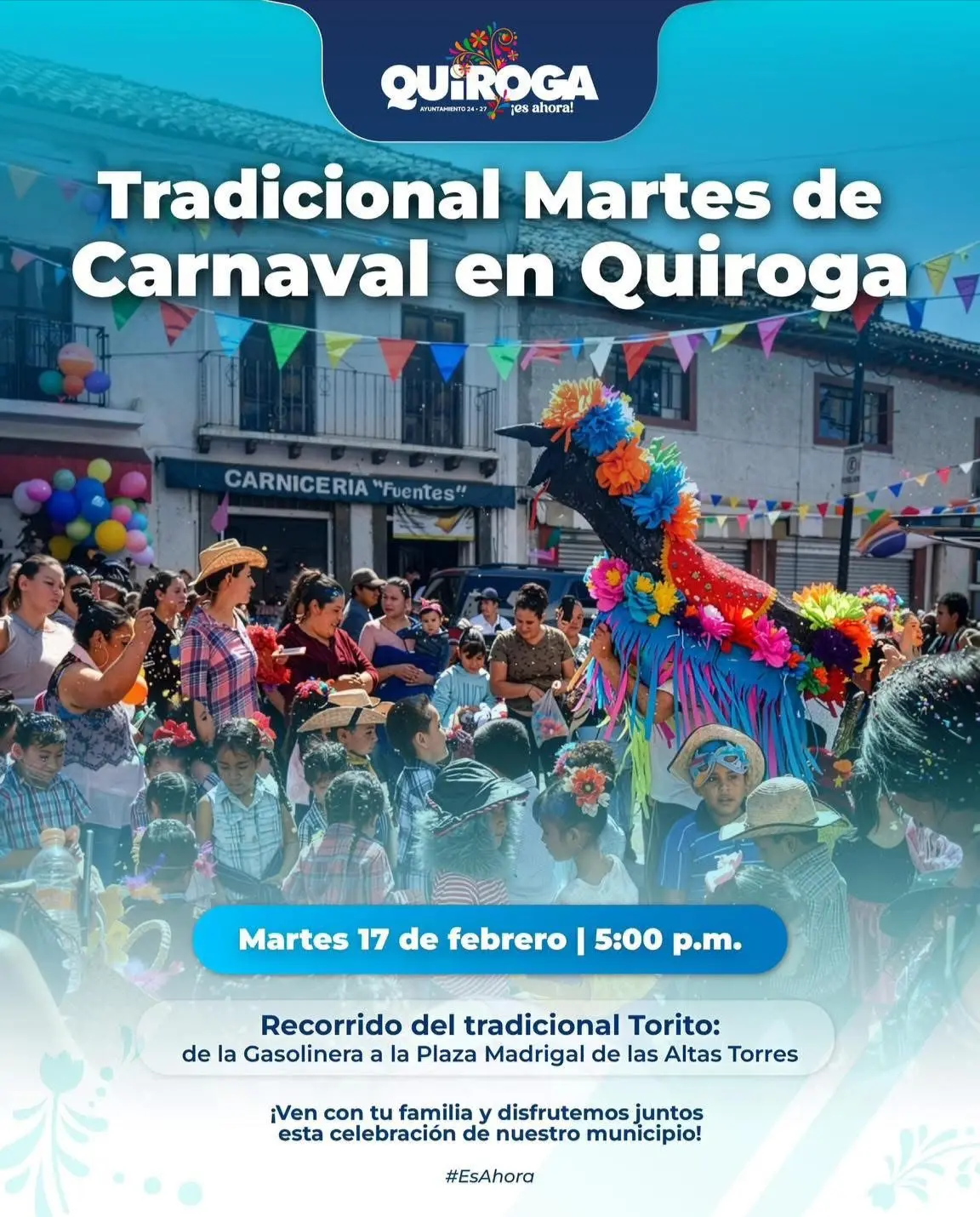 Invita Alma Mireya González Sánchez al Tradicional Martes de Carnaval en Quiroga