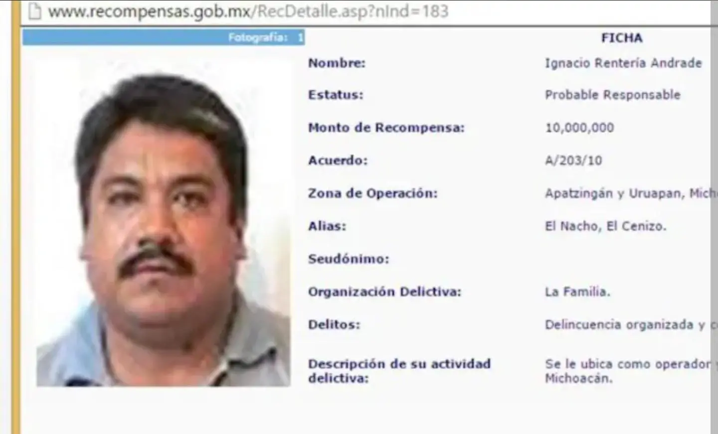 Jefe de la Familia Michoacana, “El Cenizo”, recibe sentencia de 20 años de prisión en Michoacán