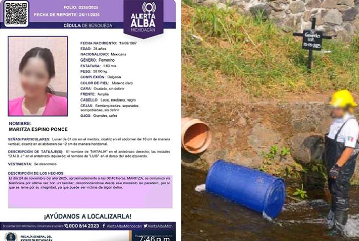 Joven hallada asesinada en un río de Uruapan tenía Alerta Alba; era Maritza, de 28 años