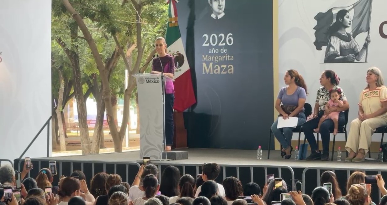 La violencia quedó fuera del discurso de Sheinbaum durante visita a Apatzingán