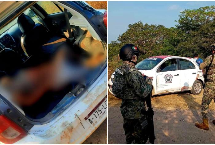 Localizan cadáver con impactos de bala en la cabeza dentro de taxi abandonado, en Lázaro Cárdenas