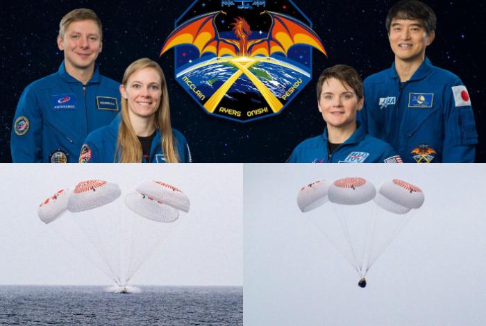 Los cuatro astronautas de la Crew-10 amerizan frente a EUA tras cinco meses en el espacio
