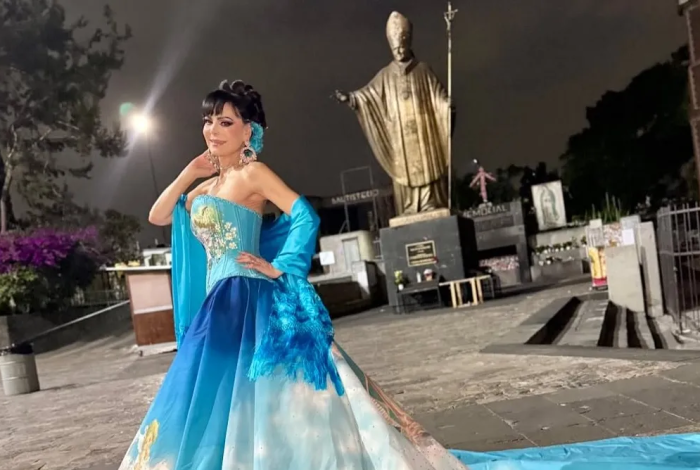 Maribel Guardia y su emotiva reacción al vestido guadalupano con imagen de su hijo Julián Figueroa