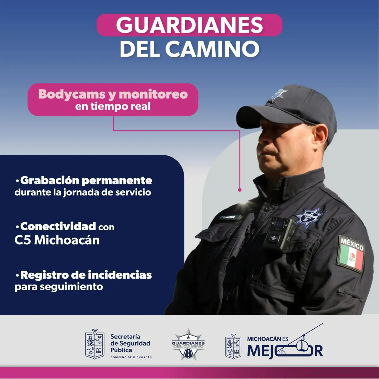 Más de 800 cámaras de solapa blindarán actuar de la policía en Michoacán: SSP