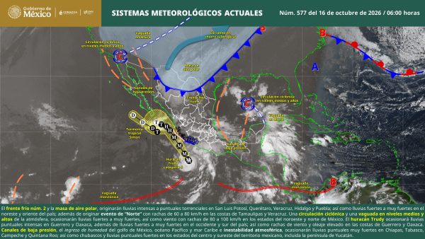 Michoacán tendrá lluvias muy fuertes por huracán Trudy