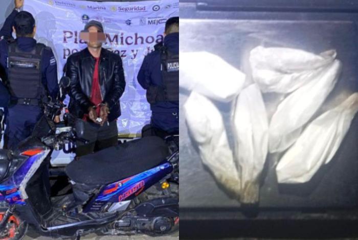 Motociclista es detenido con varias dosis de cocaína, en Uruapan