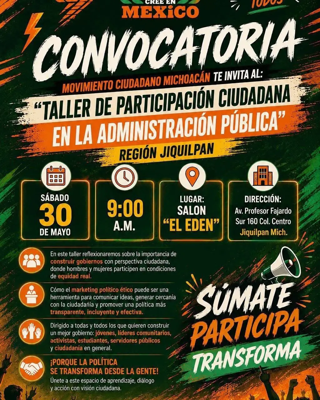 Movimiento Ciudadano Michoacán convoca a taller de participación ciudadana en Jiquilpan